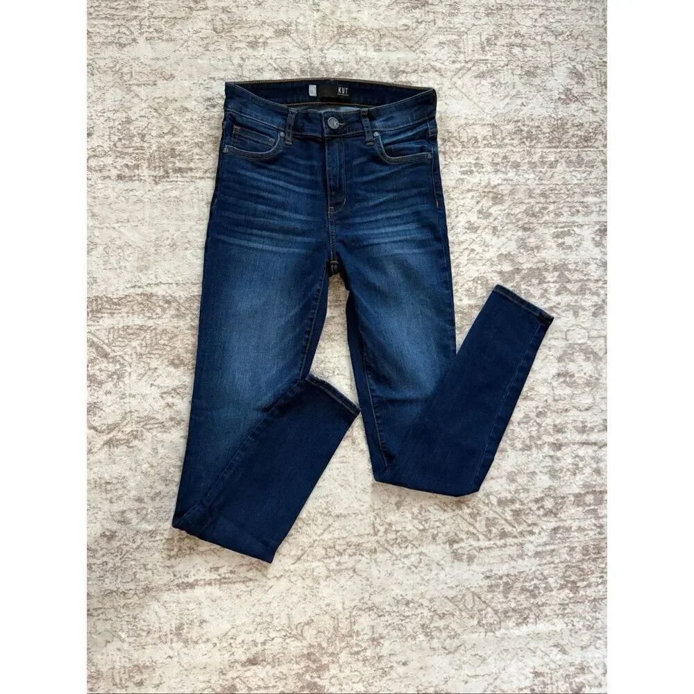 KUT From The Kloth Womens Zip Fly High Rise Mia Skinny Jeans Dark Wash Sz 2 NWOT